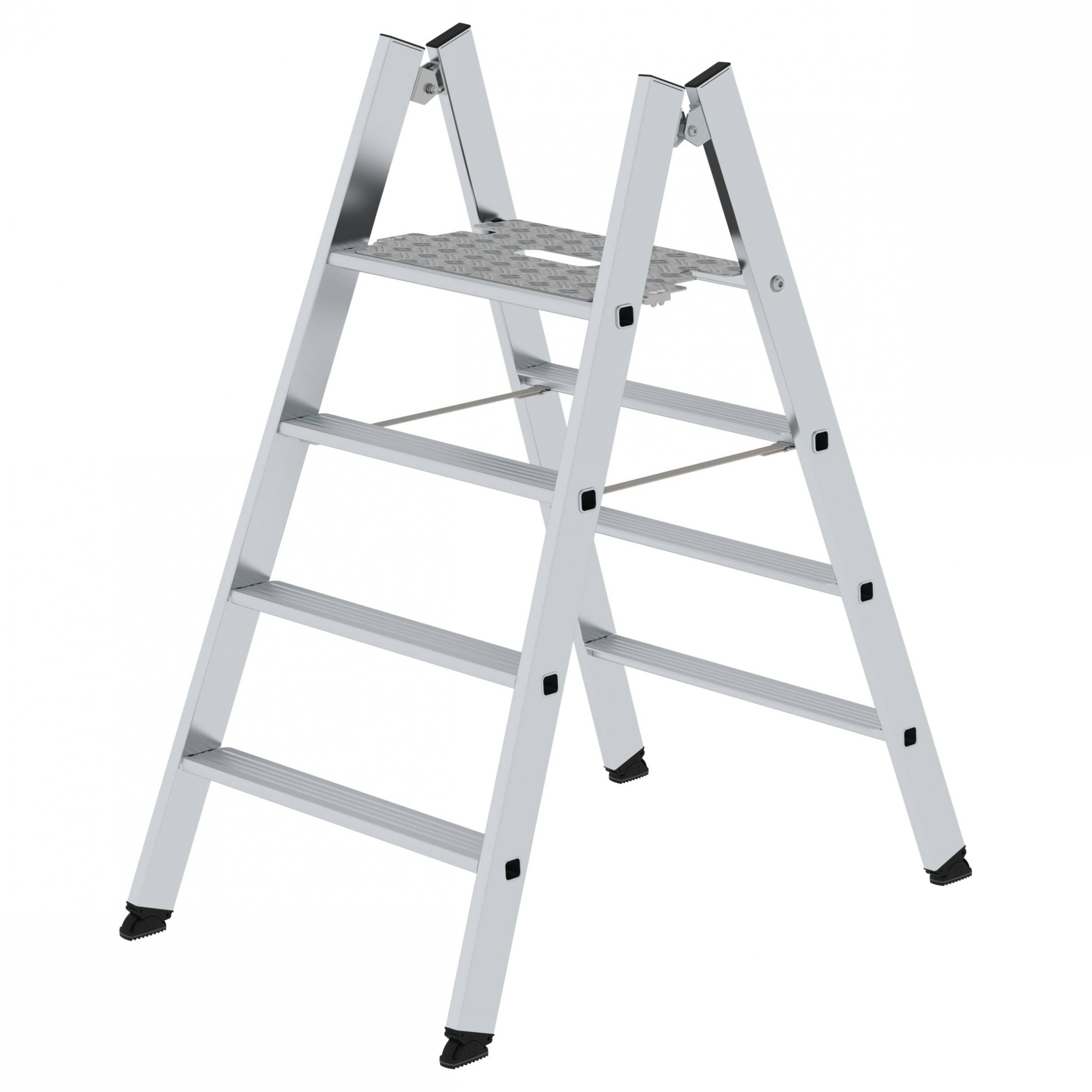 Klapptritt beidseitig begehbar, Alu natur, 4 Stufen Klapptritt beidseitig begehbar, Alu natur, 4 Stufen