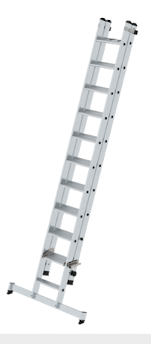 Stufen-Schiebeleiter 2-teilig mit nivello-Traverse ohne clip-step R13, 2 x 7 Stufen Stufen-Schiebeleiter 2-teilig mit nivello-Traverse ohne clip-step R13, 2 x 7 Stufen