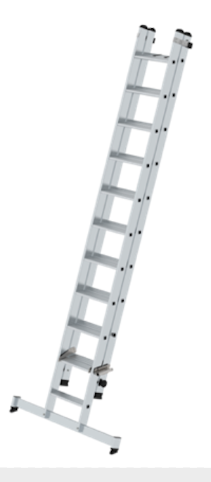 Stufen-Schiebeleiter 2-teilig mit nivello-Traverse ohne clip-step R13, 2 x 7 Stufen