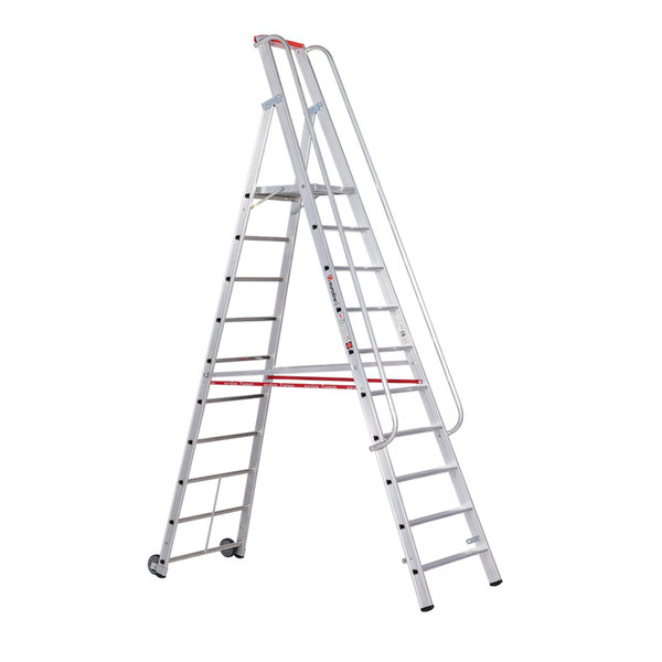 Premium line Alu-Stufenstehleiter mit großer Standplattform, 4 Stufen