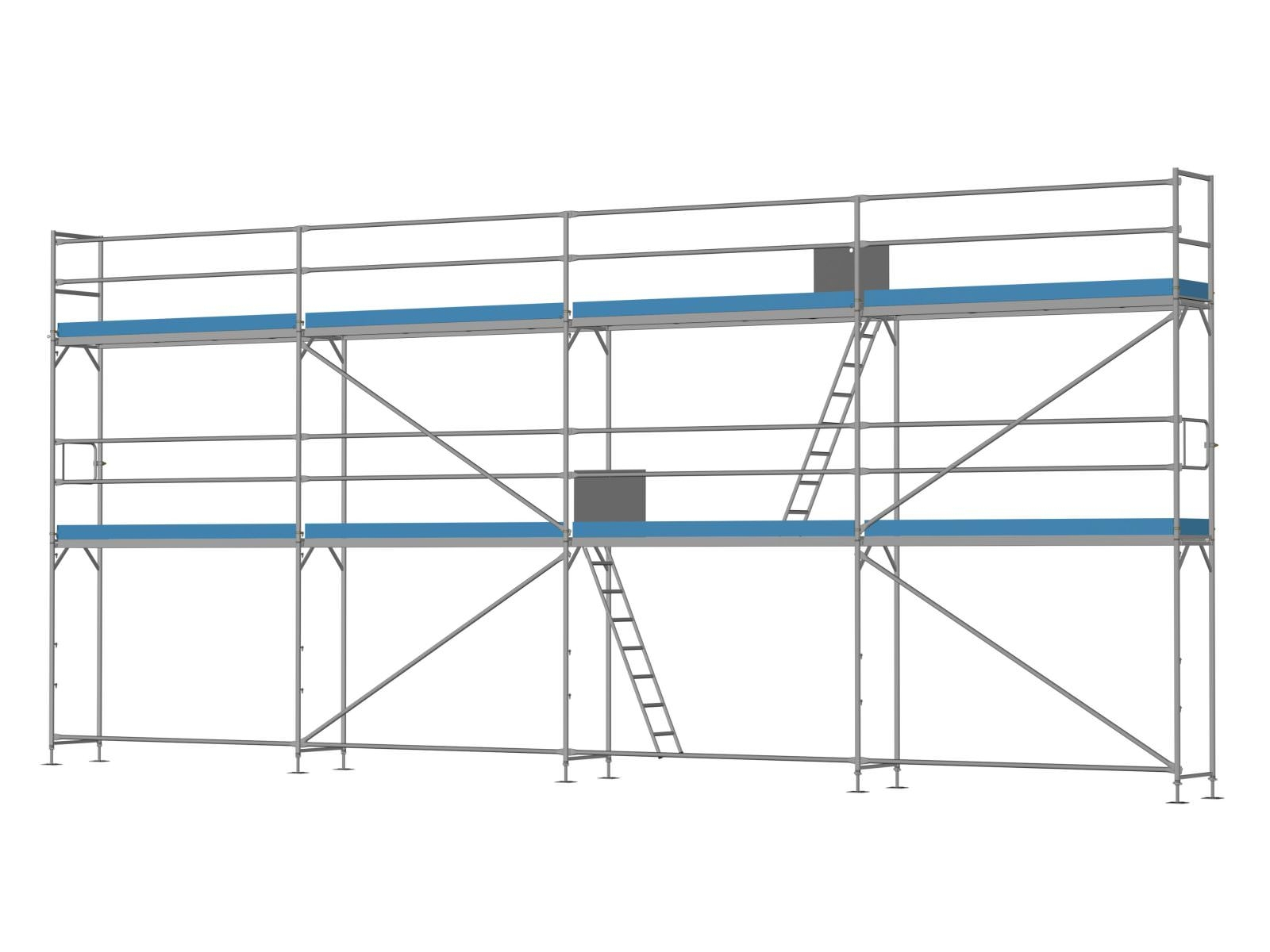 Ernst Stahl Traufseitengerüst 72 m², Feldlänge 3,0 m - Komplettpaket FS300-012-06K18 Stahl Traufseitengerüst 72 qm - 3,0 m Felder - 12 m lang - 6 m Arbeitshöhe - Komplettpaket