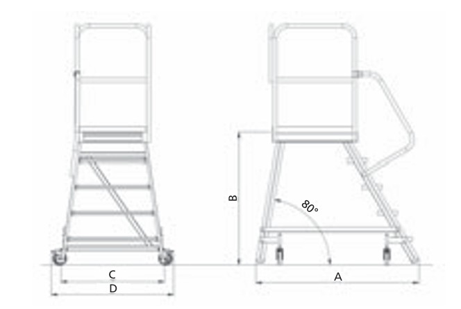 PREMIUM line Mobile Podesttreppe einseitig begehbar, 8 Stufen