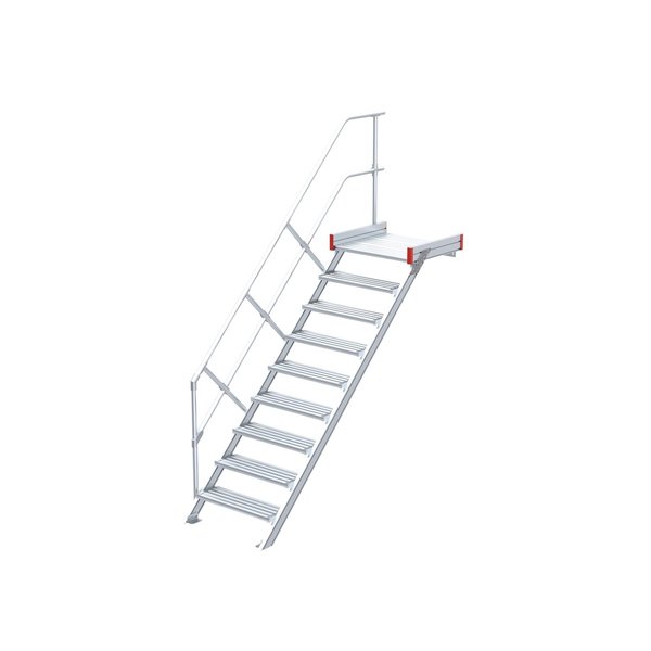 Podesttreppe, 45° Steigwinkel, 800 mm Stufenbreite, Alu gerieft, 4 Stufen Podesttreppe, 45° Steigwinkel, 800 mm Stufenbreite, Alu gerieft, 4 Stufen