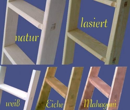 Stufenanlegeleiter fein + lasiert, 5 Stufen, 1,49 m lang