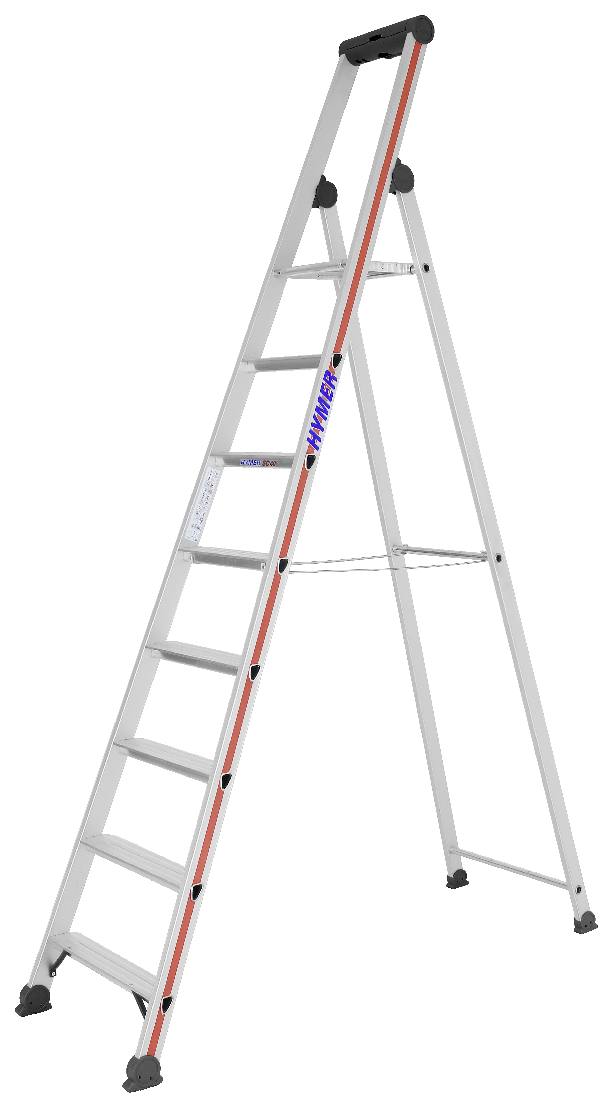 Stufenstehleiter mit Plattform, einseitig begehbar - 4 Stufen