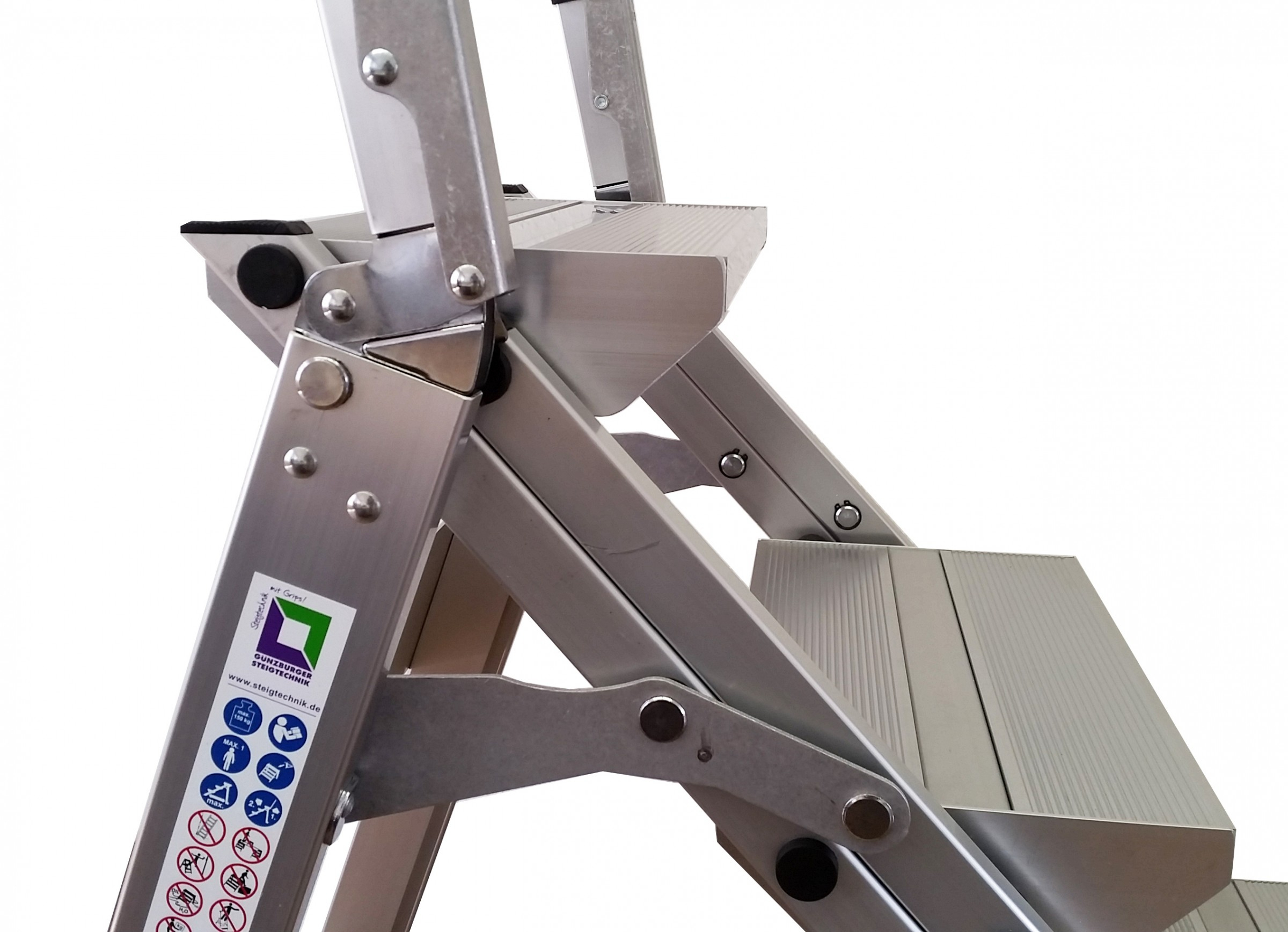 Detail Klapptreppe mit Haltebügel, 3 Stufen