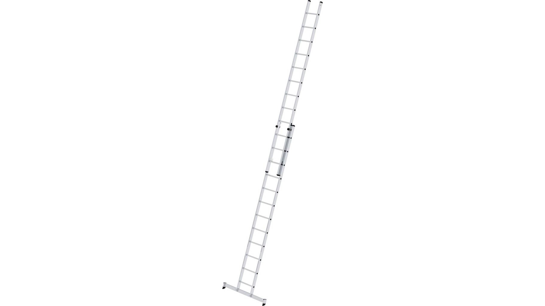 Aluminium-Schiebeleiter 2-teilig, mit nivello®-Traverse, 2x12 Sprossen Aluminium-Schiebeleiter 2-teilig mit nivello®-Traverse - 2x18 Sprossen