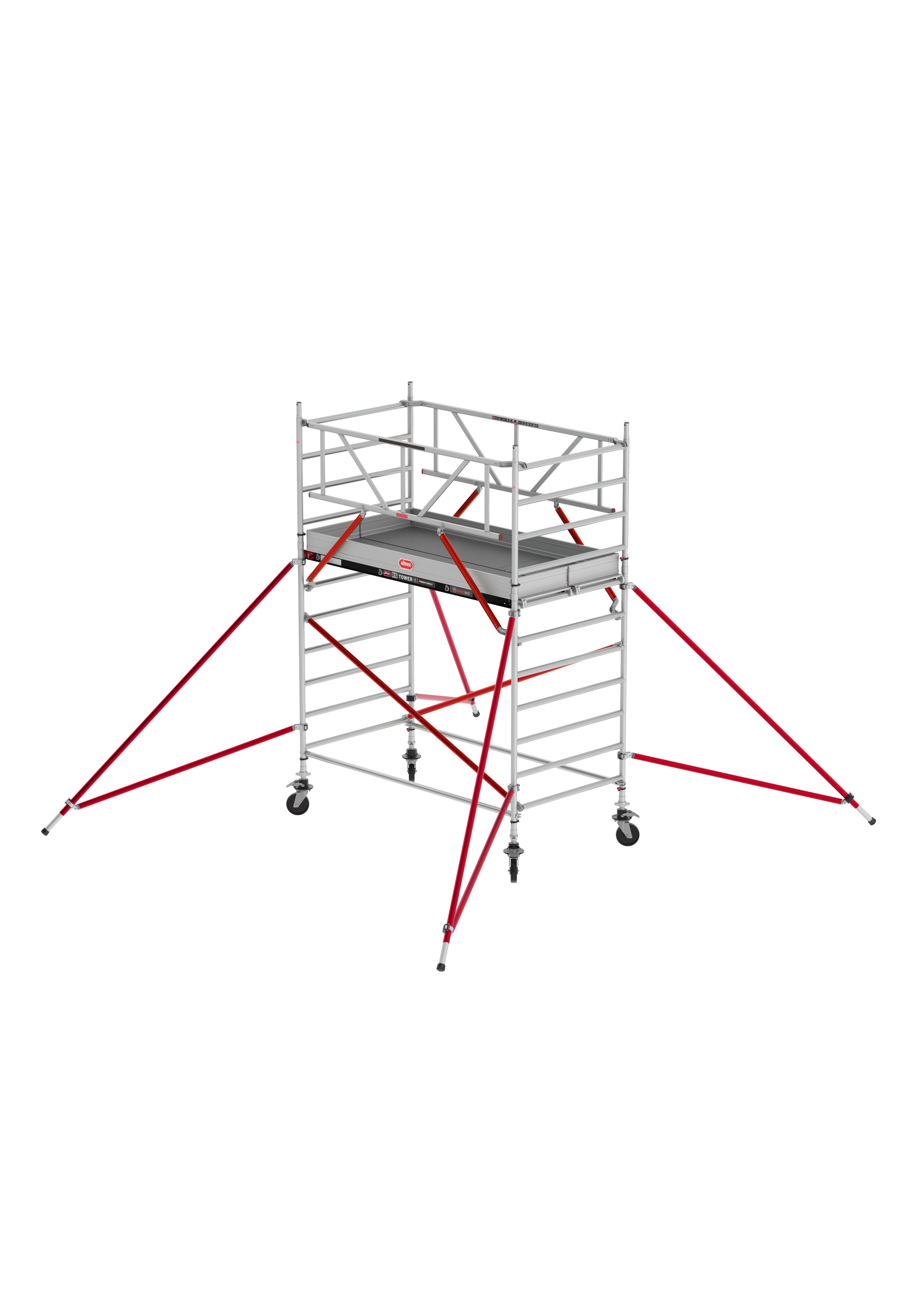 FAHRGERÜST RS TOWER 52 - Breit 1,35 m Fiber-Deck Länge 2,45 m, Standhöhe 2,20m