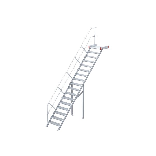 Podesttreppe, 45° Steigwinkel, 800 mm Stufenbreite, Alu gerieft, 4 Stufen Podesttreppe, 45° Steigwinkel, 800 mm Stufenbreite, Alu gerieft, 4 Stufen
