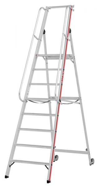 Plattformleiter mit Kipprollen und langem Handlauf - 4 Stufen