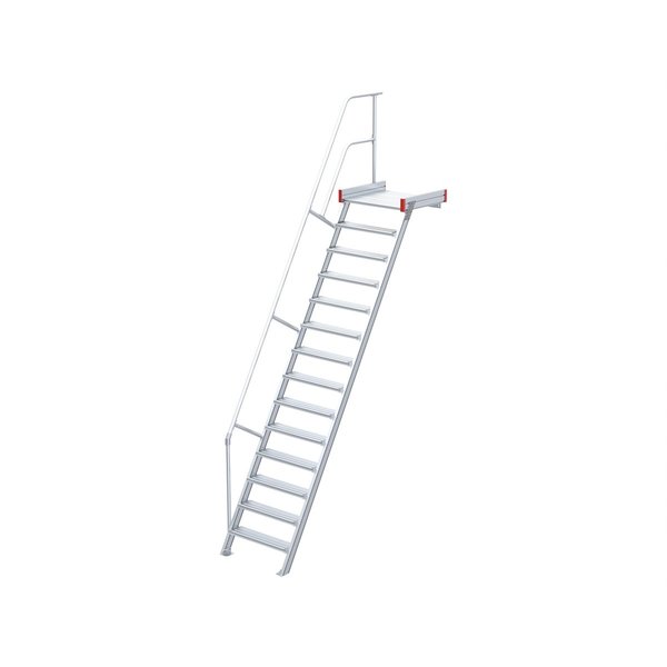 Podesttreppe, 60° Steigwinkel, 600 mm Stufenbreite, Alu gerieft, 4 Stufen