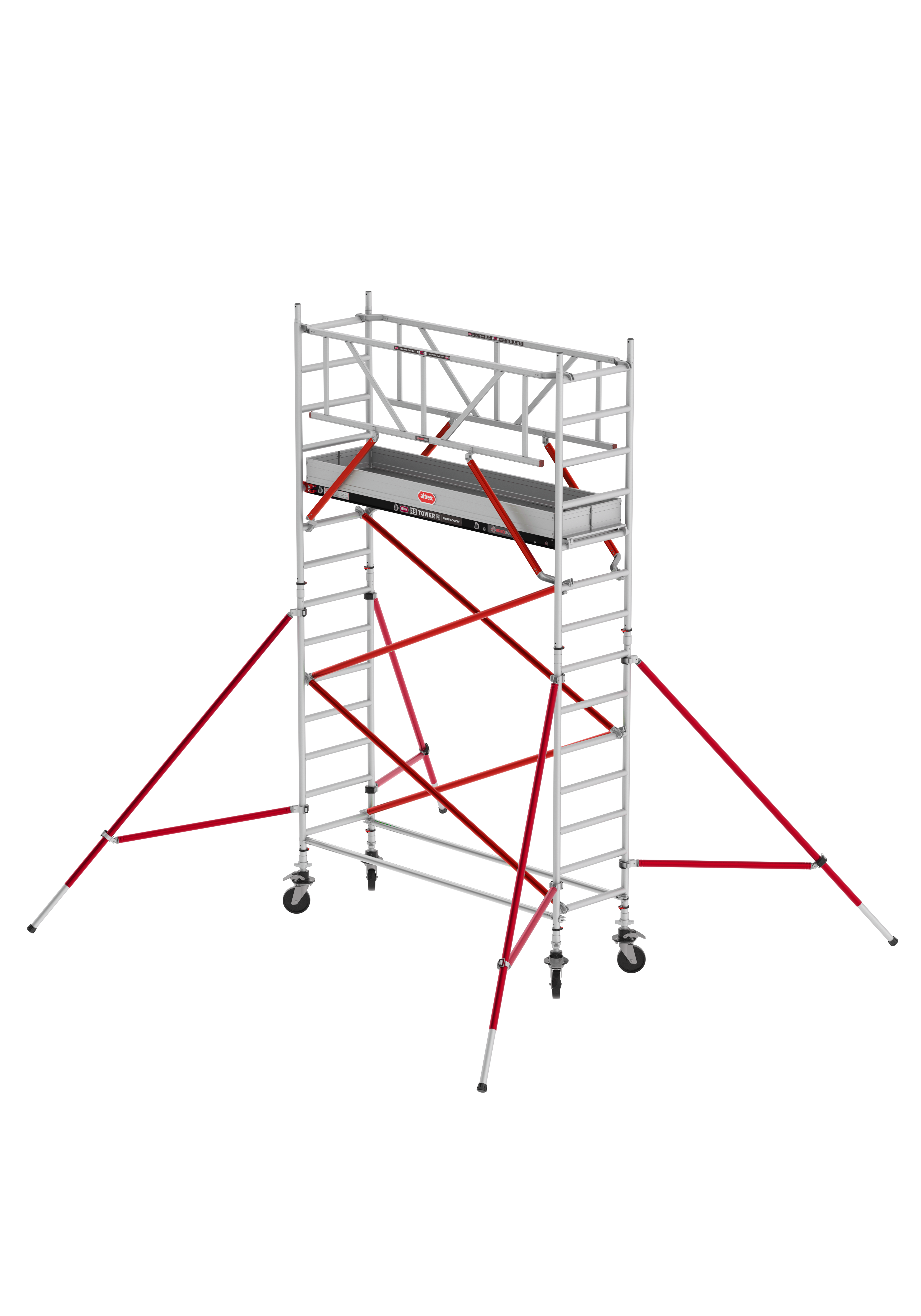 FAHRGERÜST RS TOWER 51 - schmal 0.75 m Fiber-Deck Länge 1,85 m Standhöhehöhe 3,20m