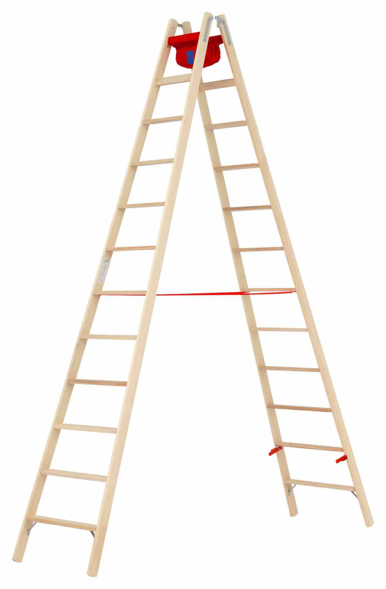 Holz-Stufenstehleiter, beidseitig begehbar - 2x5 Stufen