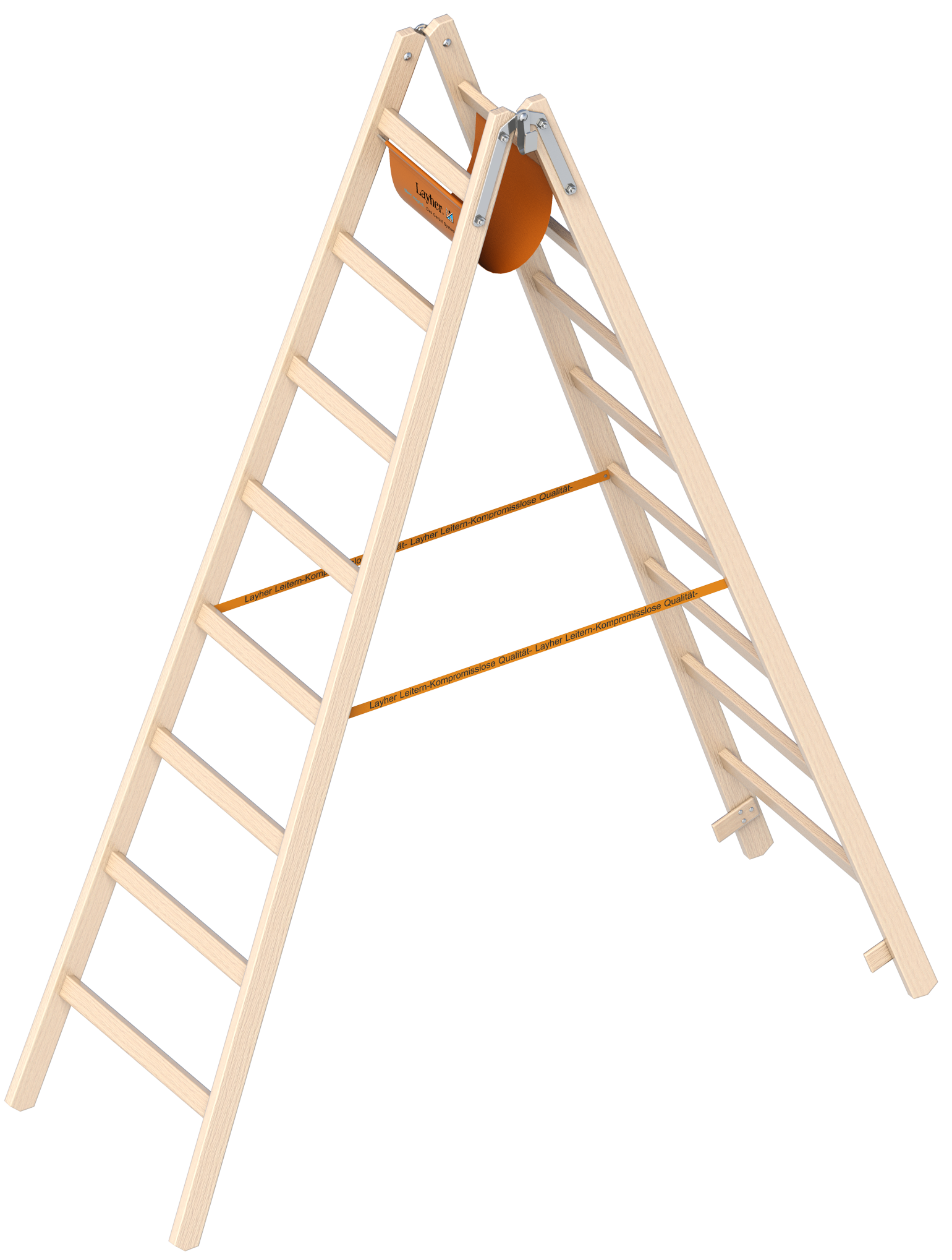 Holzstehleiter 1053 nach Ö-Norm Z1501, 2x8 Sprossen