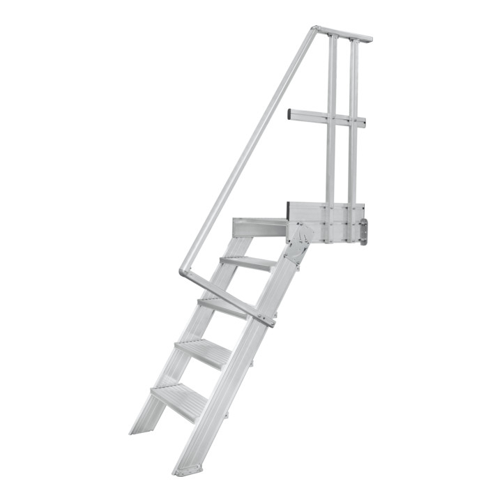 Treppenleiter stationär mit Podest, Treppenneigung 60°, Stufenbreite 800 mm - 4 Stufen