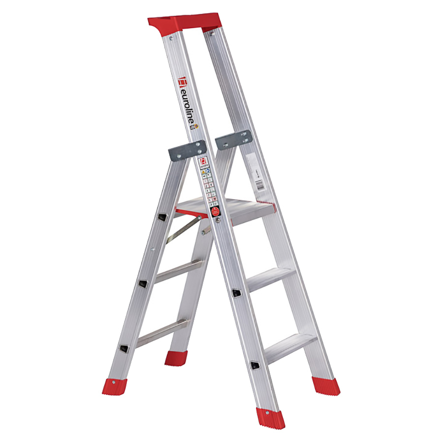 PREMIUM line Alu-Stufenstehleiter mit Sicherheitsbrücke, 3 Stufen