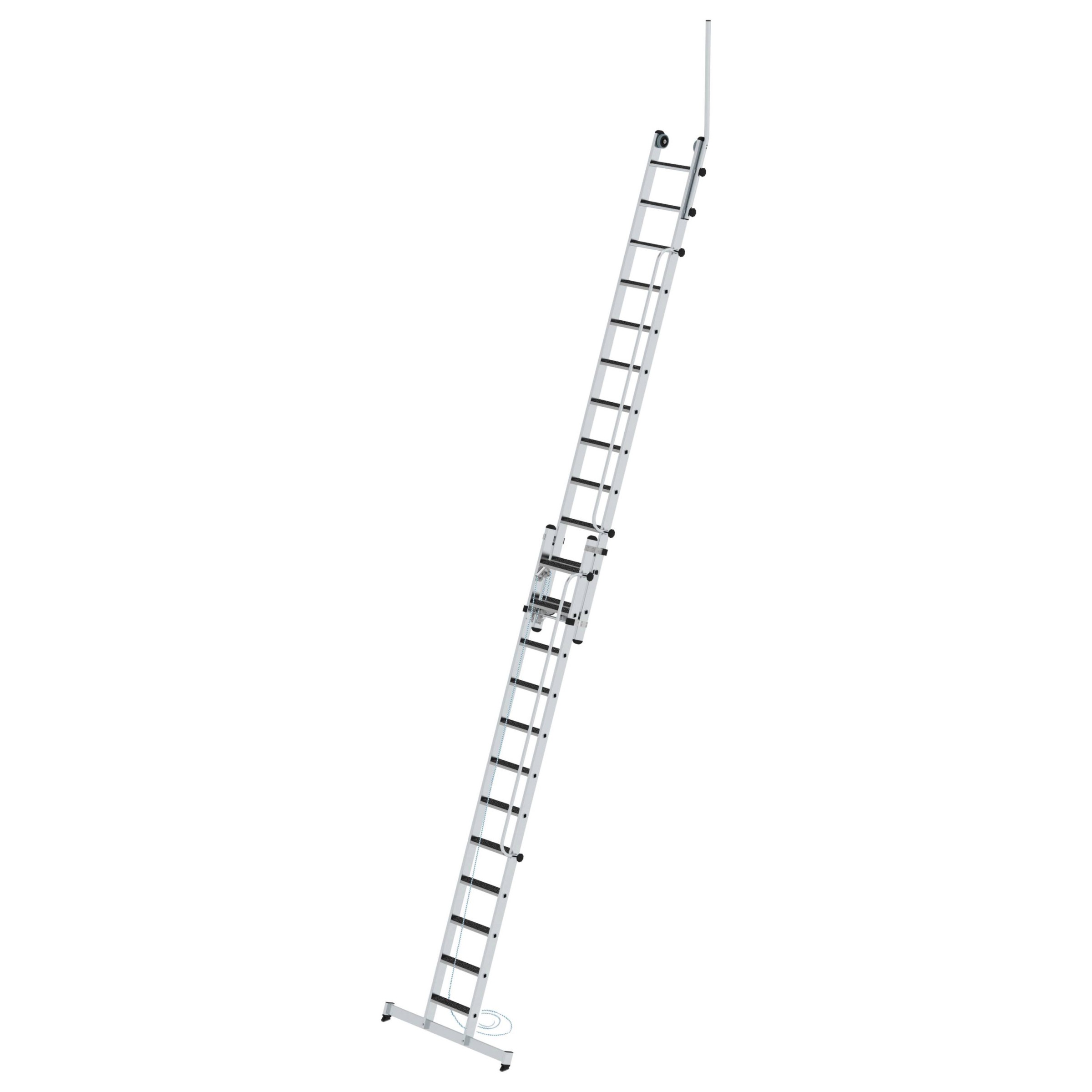 Stufen-Seilzugleiter 2-teilig mit Handlauf und Ausstiegsholm