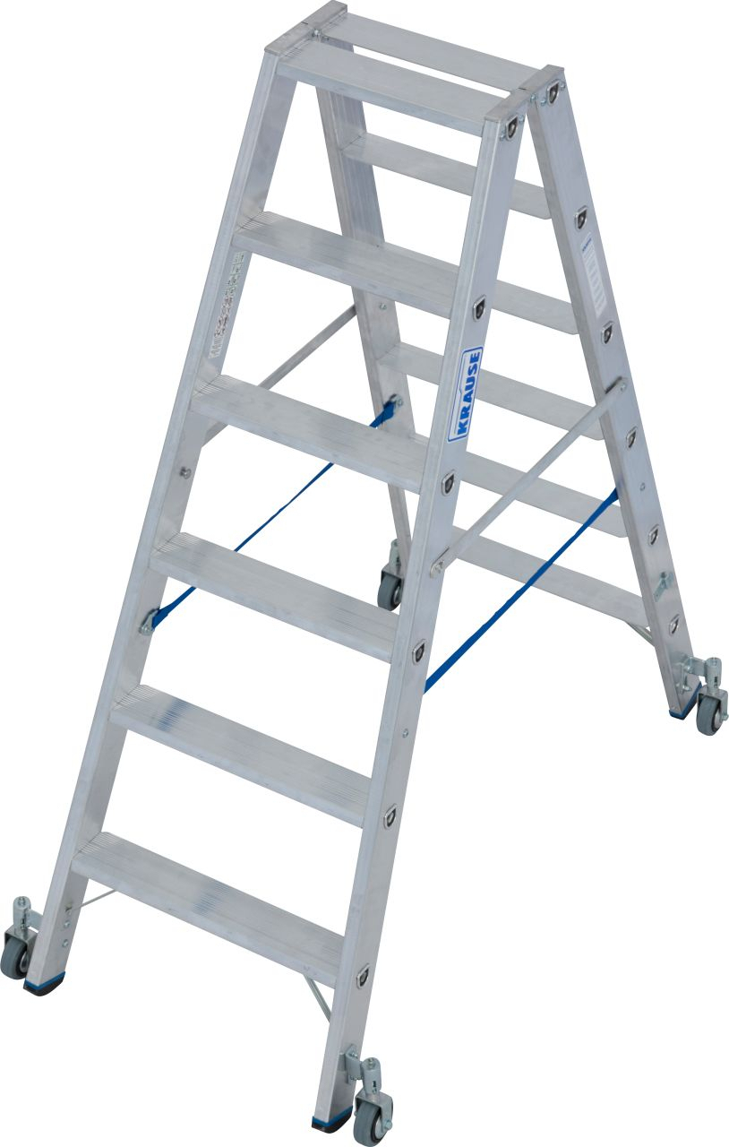 Stabilo Stufen-Doppelleiter, fahrbar 2x3 Sprossen/Stufen