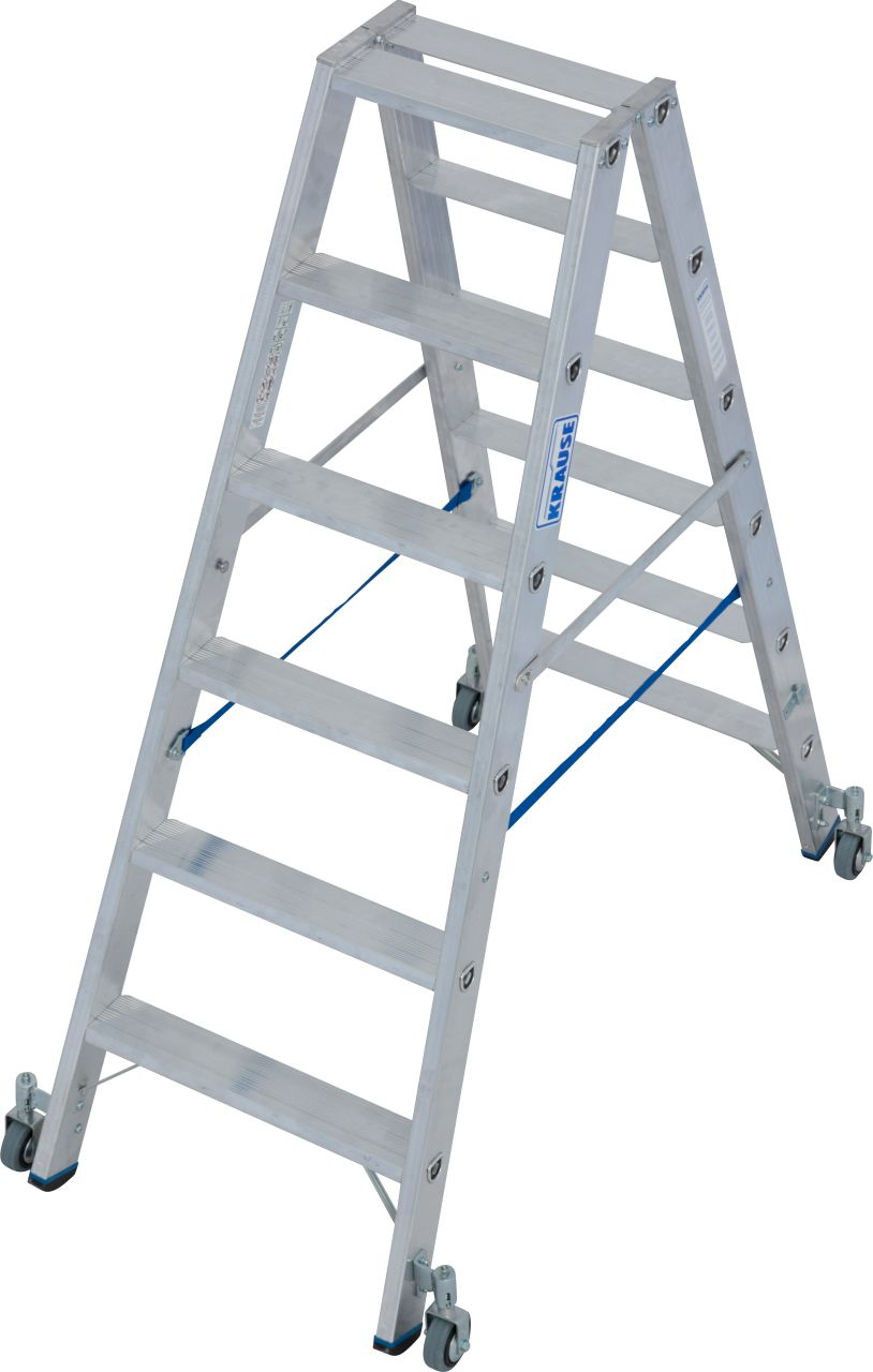 Stabilo Stufen-Doppelleiter, fahrbar 2x3 Stufen