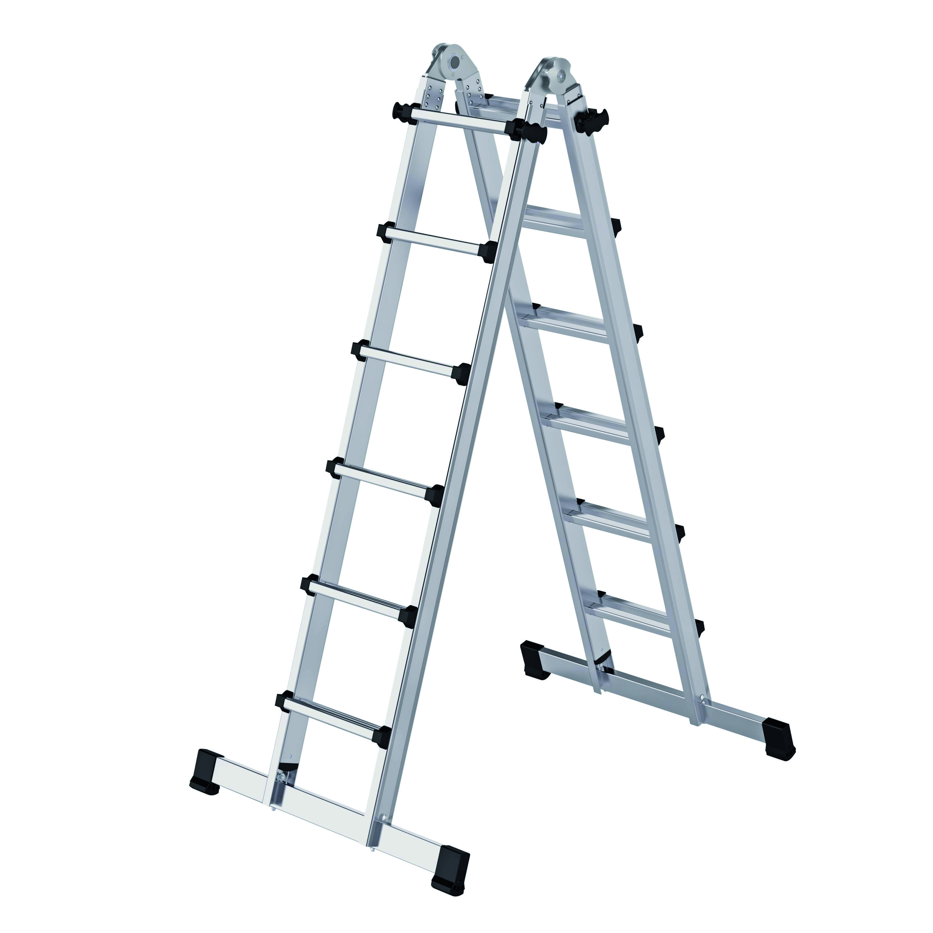 Teleskopleiter 4-teilig mit Traverse, 4 x 5 Sprossen