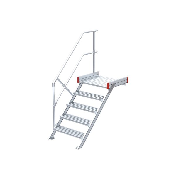 Podesttreppe, 45° Steigwinkel, 800 mm Stufenbreite, Alu gerieft, 4 Stufen Podesttreppe, 45° Steigwinkel, 800 mm Stufenbreite, Alu gerieft, 4 Stufen