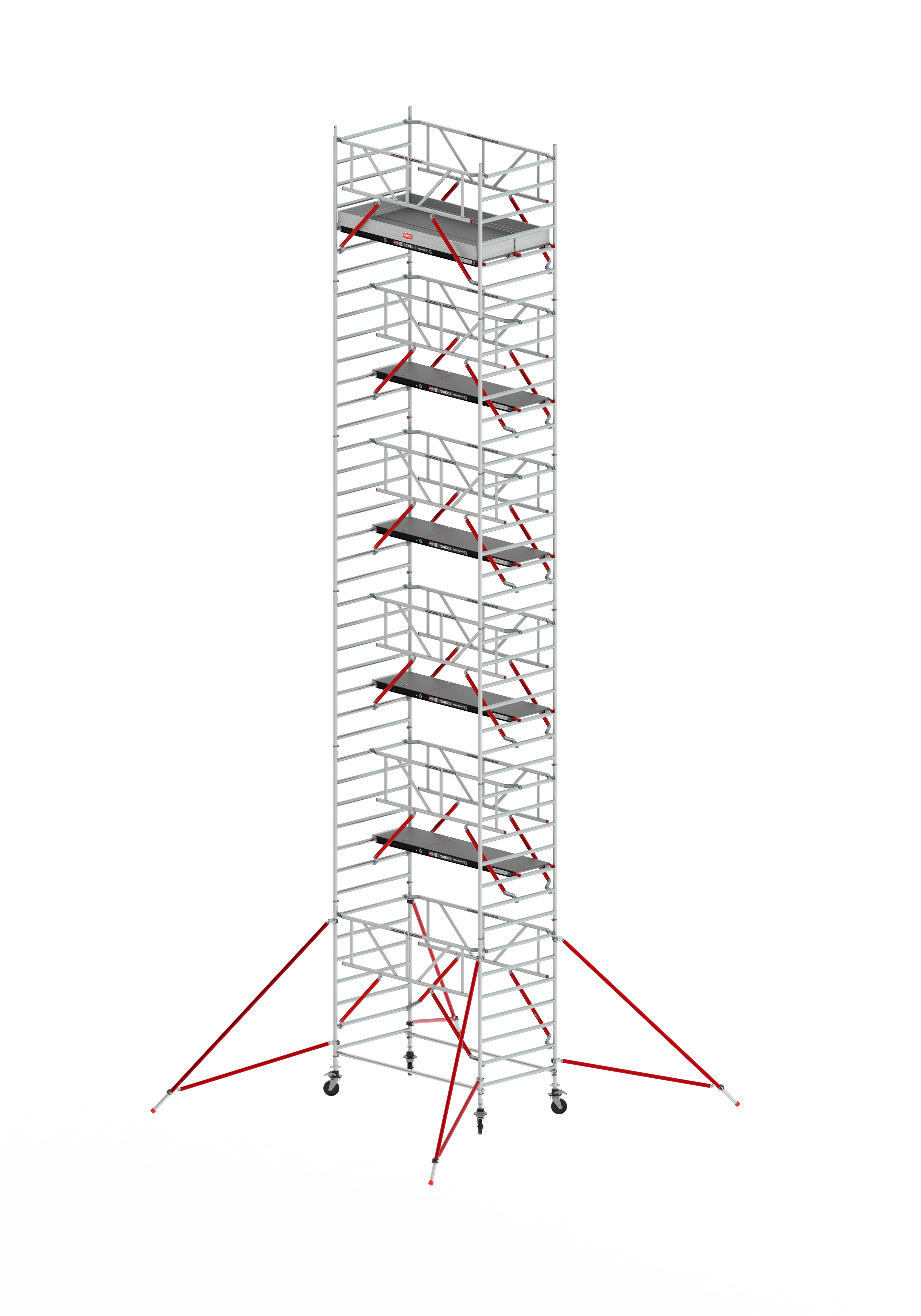 FAHRGERÜST RS TOWER 52 mit Safe Quick, 2 Geländer - Breit 1,35 m Holz Länge 2,45 m Standhöhe 2,20m