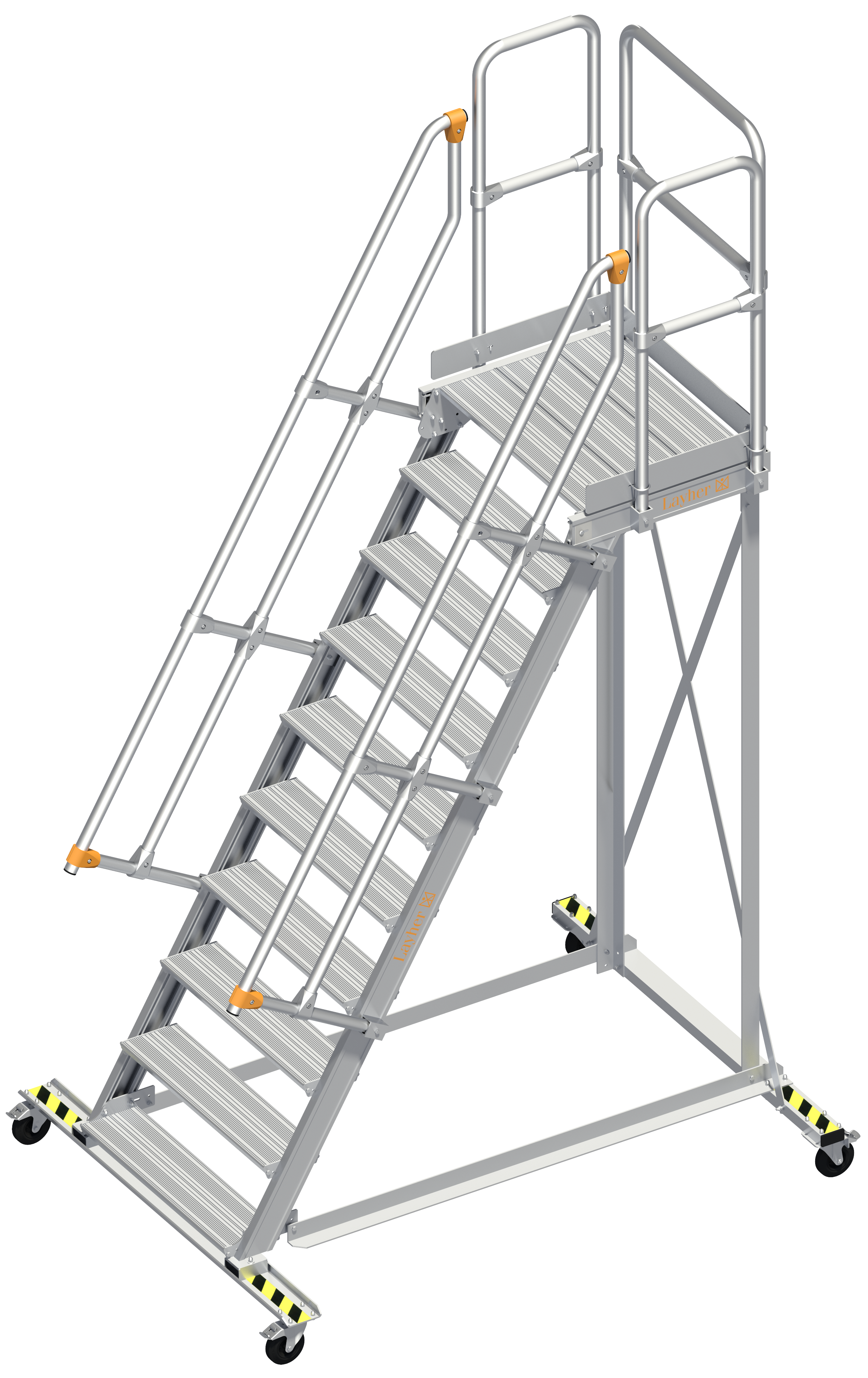 Alu-Wartungsbühne 113 Neigung 60° Stufenbreite 0,80 m, 10 Stufen