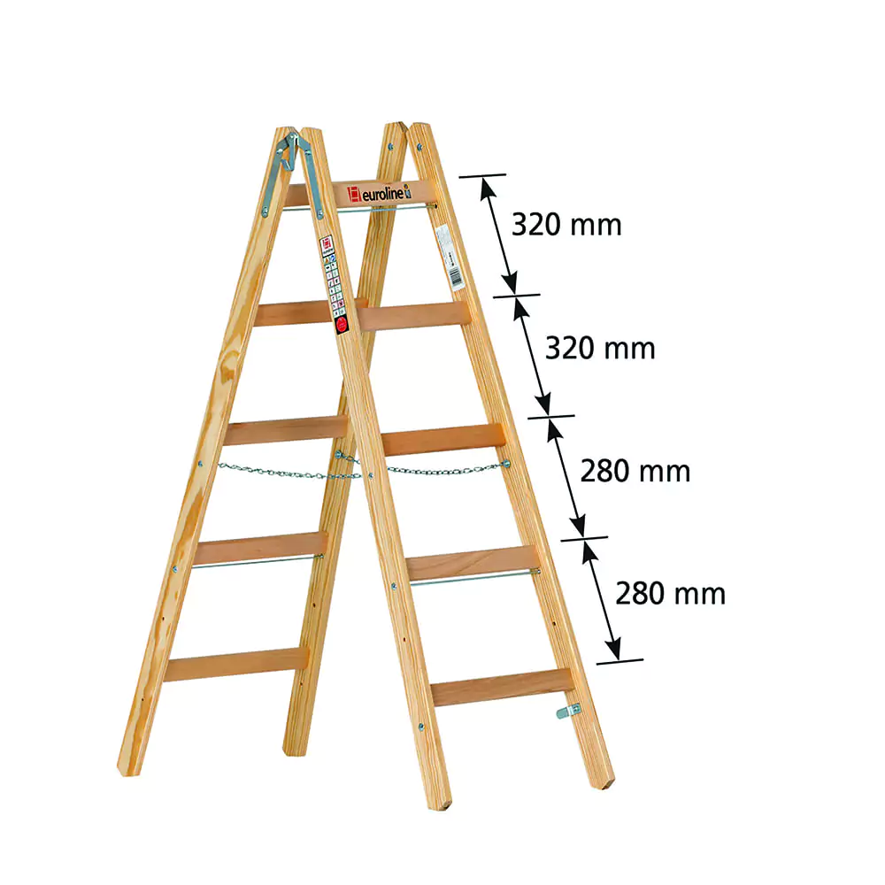 Holz-Sprossenstehleiter, 2 x 5 Sprossen