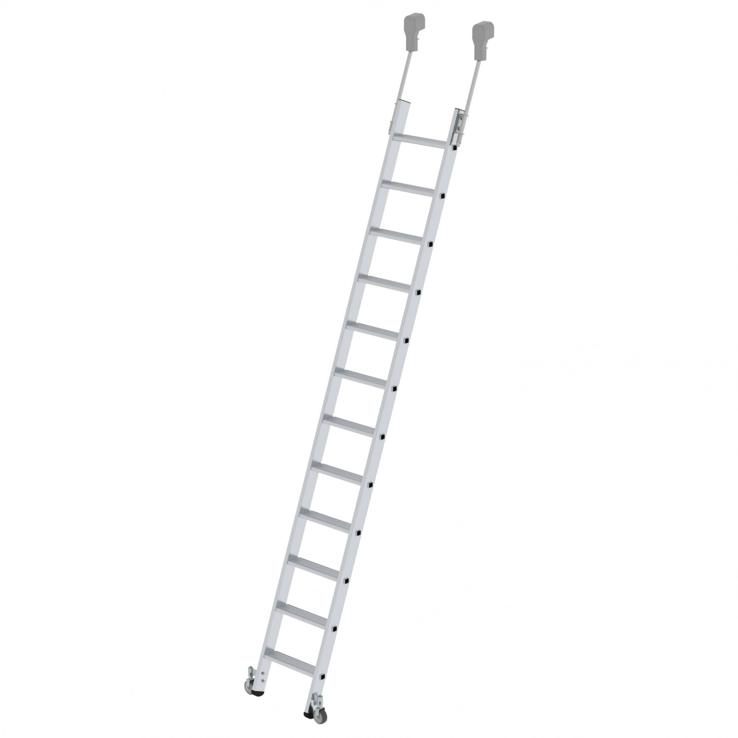 Aluminium-Regalleiter, fahrbar, 10 Stufen Aluminium-Regalleiter, fahrbar, 10 Stufen