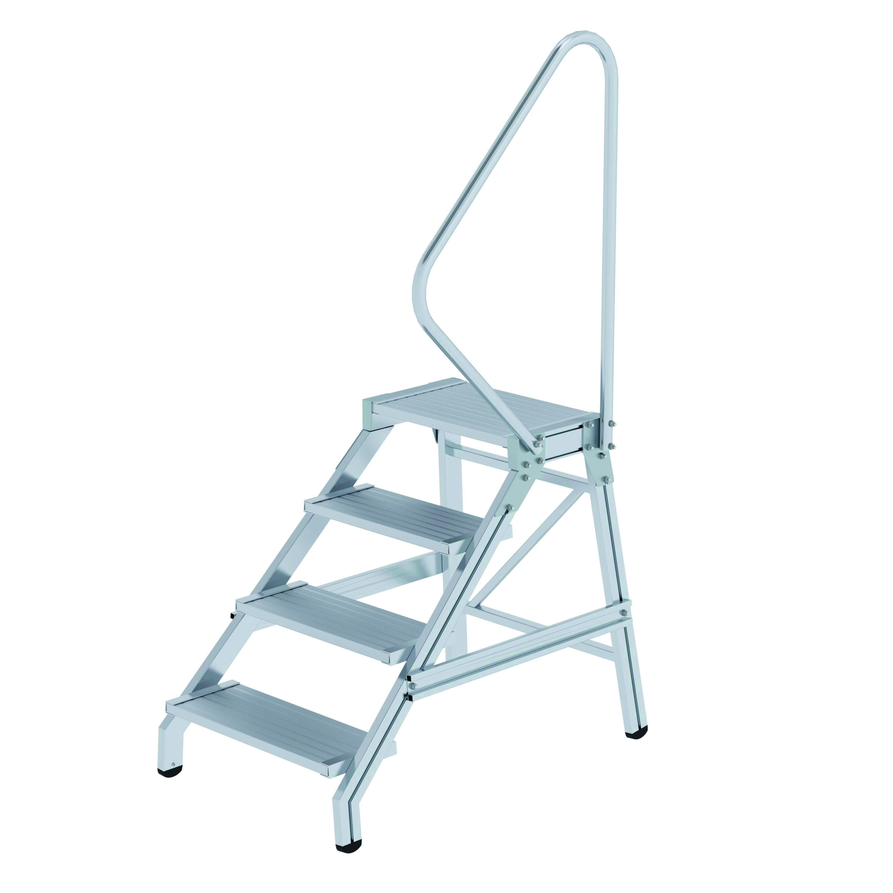 4 Stufen Aluminium-Montagetritt, starr, mit Handlauf, 2 Stufen