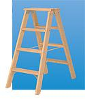 Holz-Doppel-Stufenstehleiter 2x3 Sprossen/Stufen