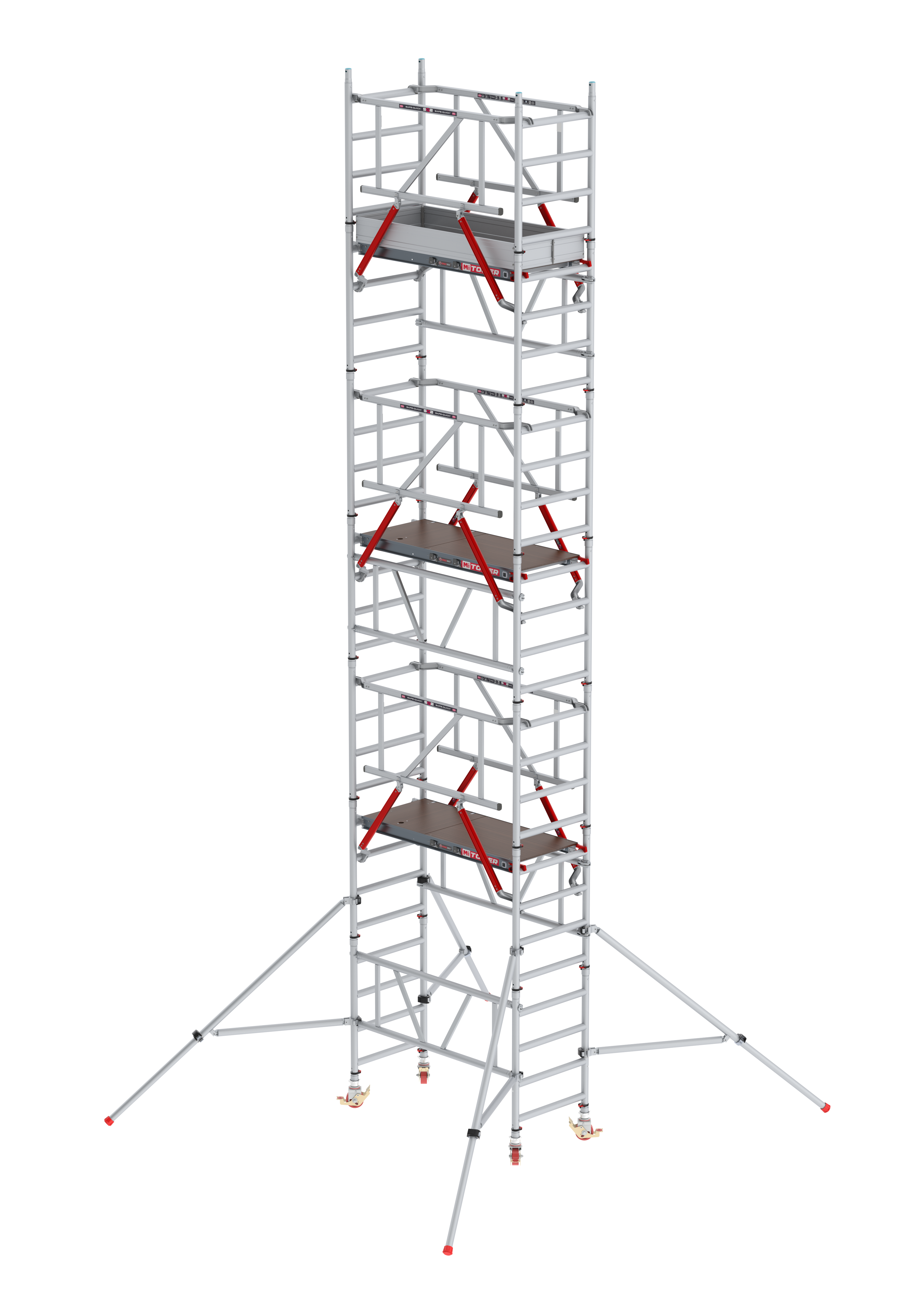 Mitower Plus mit Safe-Quick - Breit 0,75 m Holz Länge 1,65m Standhöhe 2,20m