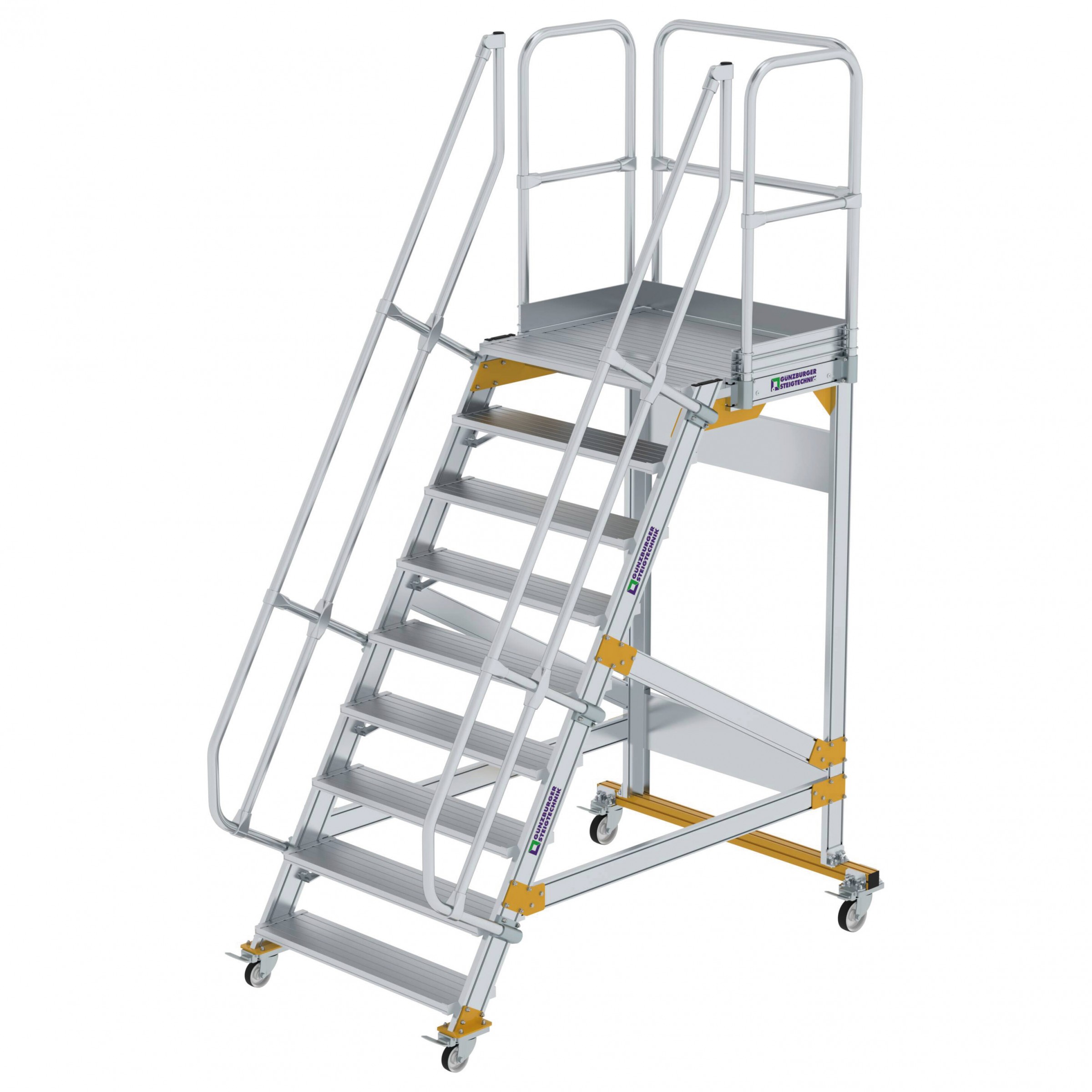 Aluminium-Plattform-Treppe fahrbar 60°, Stufenbreite 1000 mm, 4 Stufen