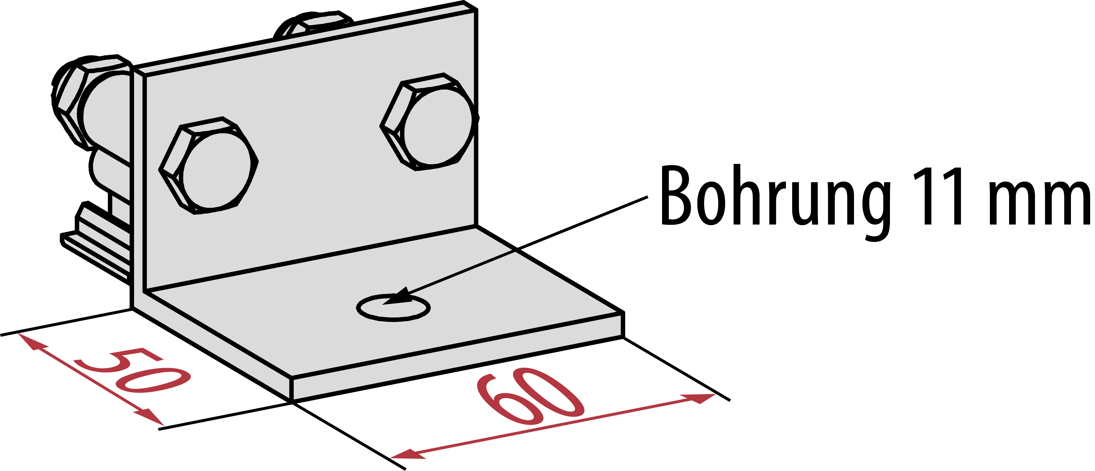Detail mit Abmessung Bodenwinkel - starre Ausführung