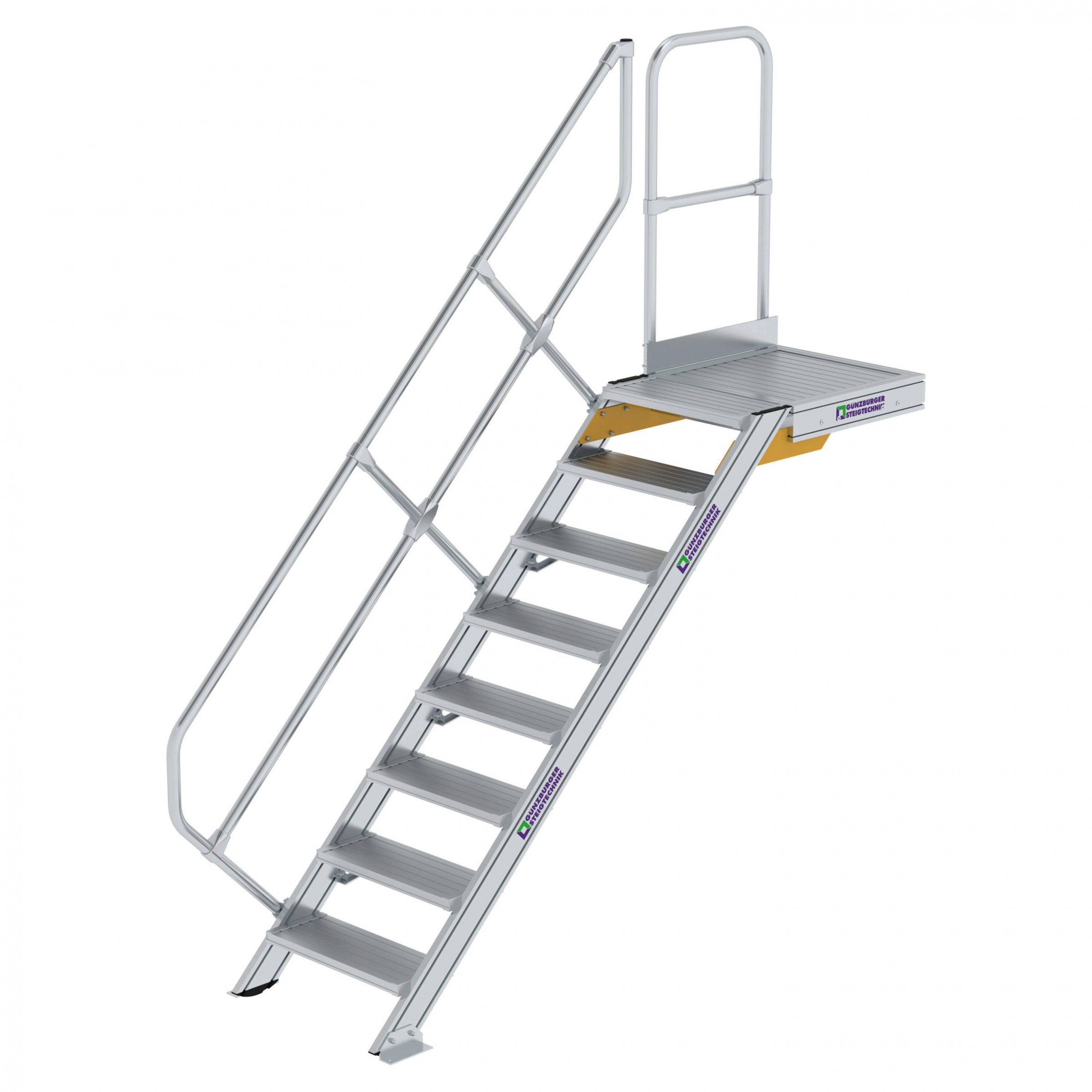 Aluminium-Treppe mit Plattform, 45°, 18 Stufen