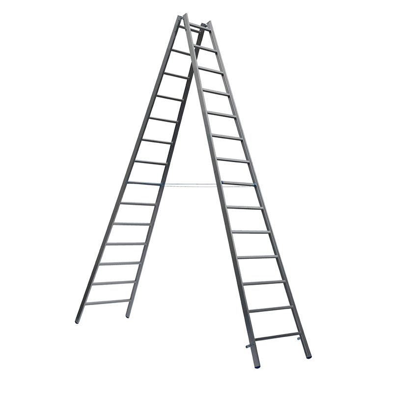 Sprossenstehleiter mit Gurten, 2x14 Sprossen