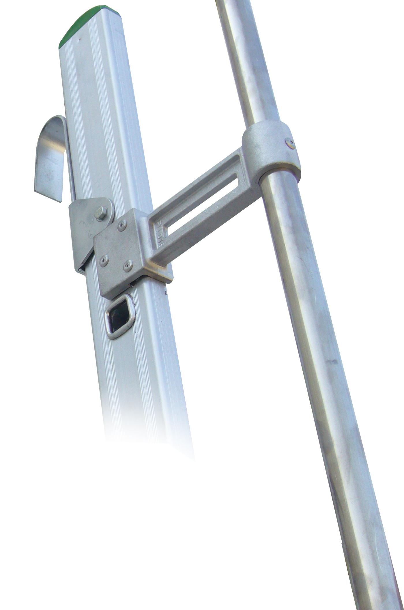 Pro Serie 600 Regaleinhängeleiter S15/2 aus Aluminium - mit Traverse (freier Zustand) - 12 Stufen