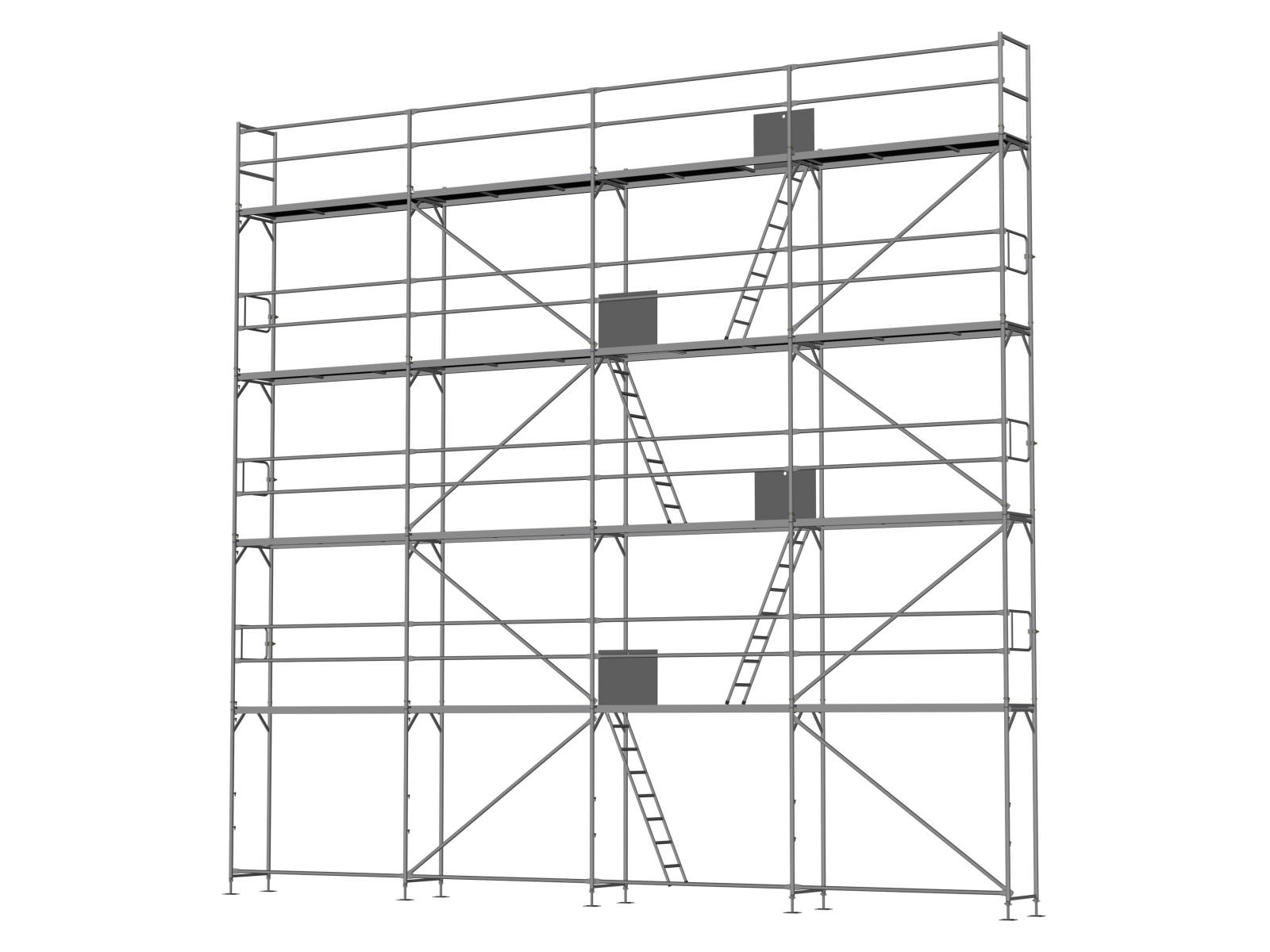 Stahl Traufseitengerüst 100 qm - 2,5 m Felder - 10 m lang - Basis-Gerüst inkl. Aufstieg & Befestigung