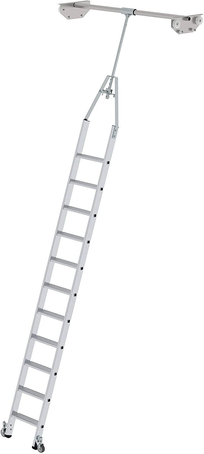 Aluminium-Regalleiter für Doppelregal, drehbar, 11 Stufen Aluminium-Regalleiter für Doppelregal, drehbar, 9 Stufen