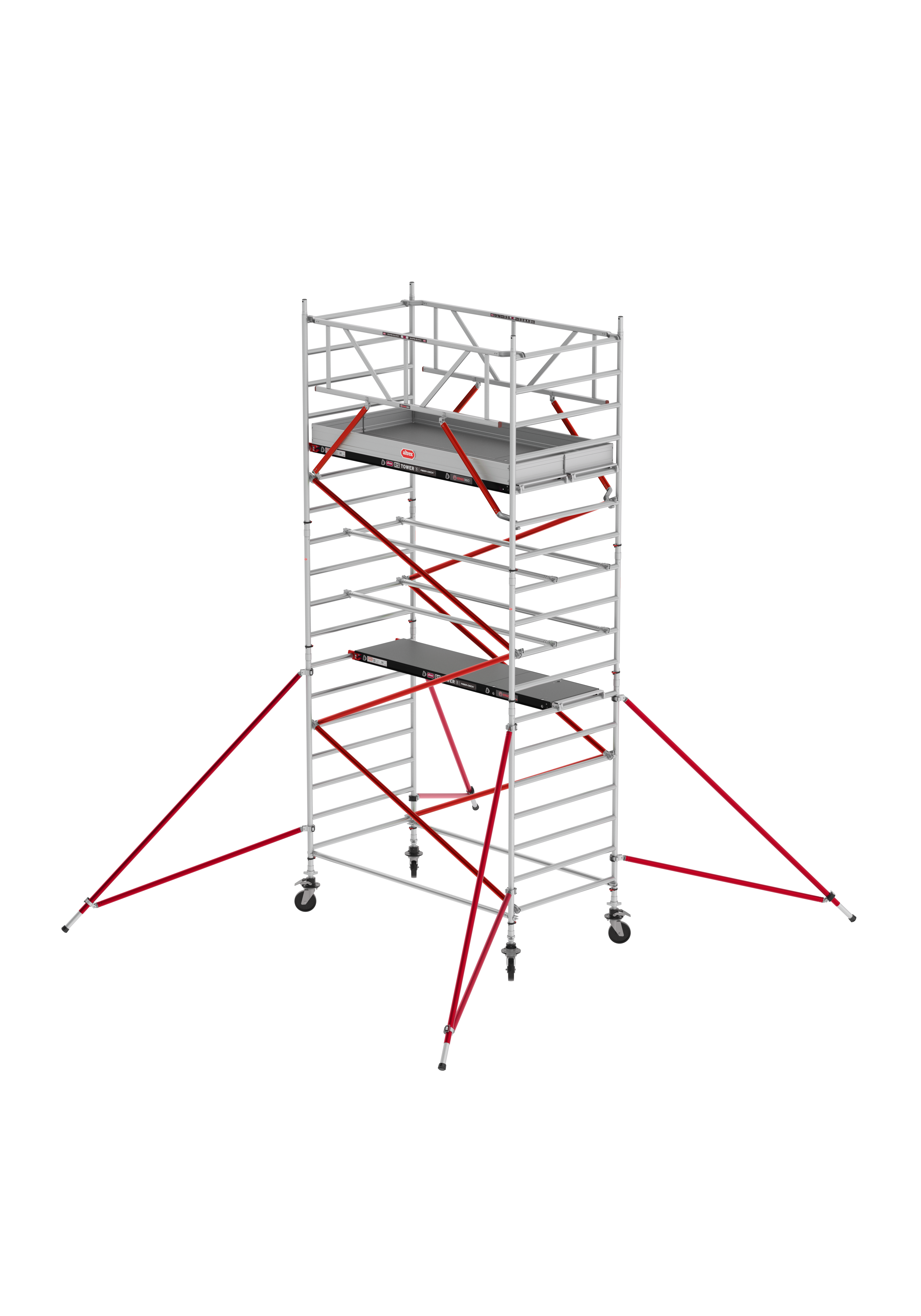FAHRGERÜST RS TOWER 52 - Breit 1,35 m Fiber-Deck Länge 3,05 m Standhöhe 2,20m