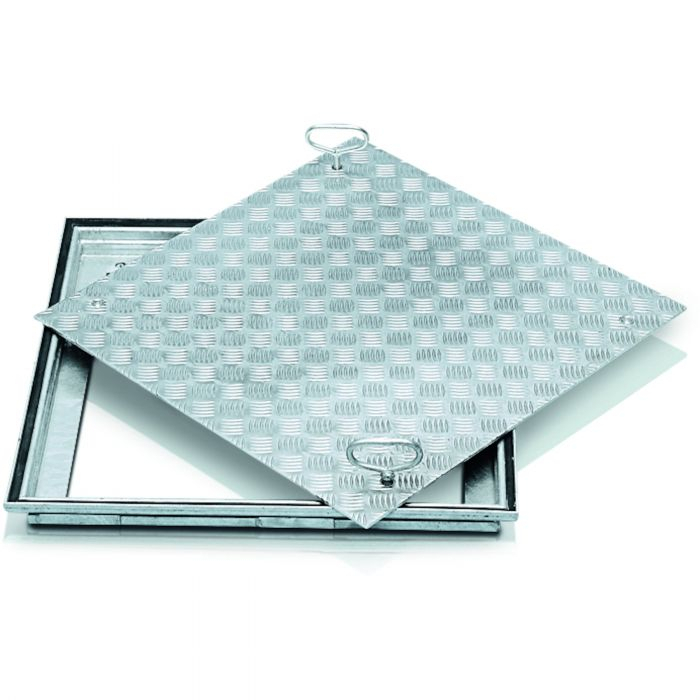 Schachtabdeckung mit Abdeckplatte, Schachtmaß 600 x 600 mm, Edelstahl V2A Schachtabdeckung mit Abdeckplatte, Schachtmaß 600 x 600 mm, Edelstahl V2A