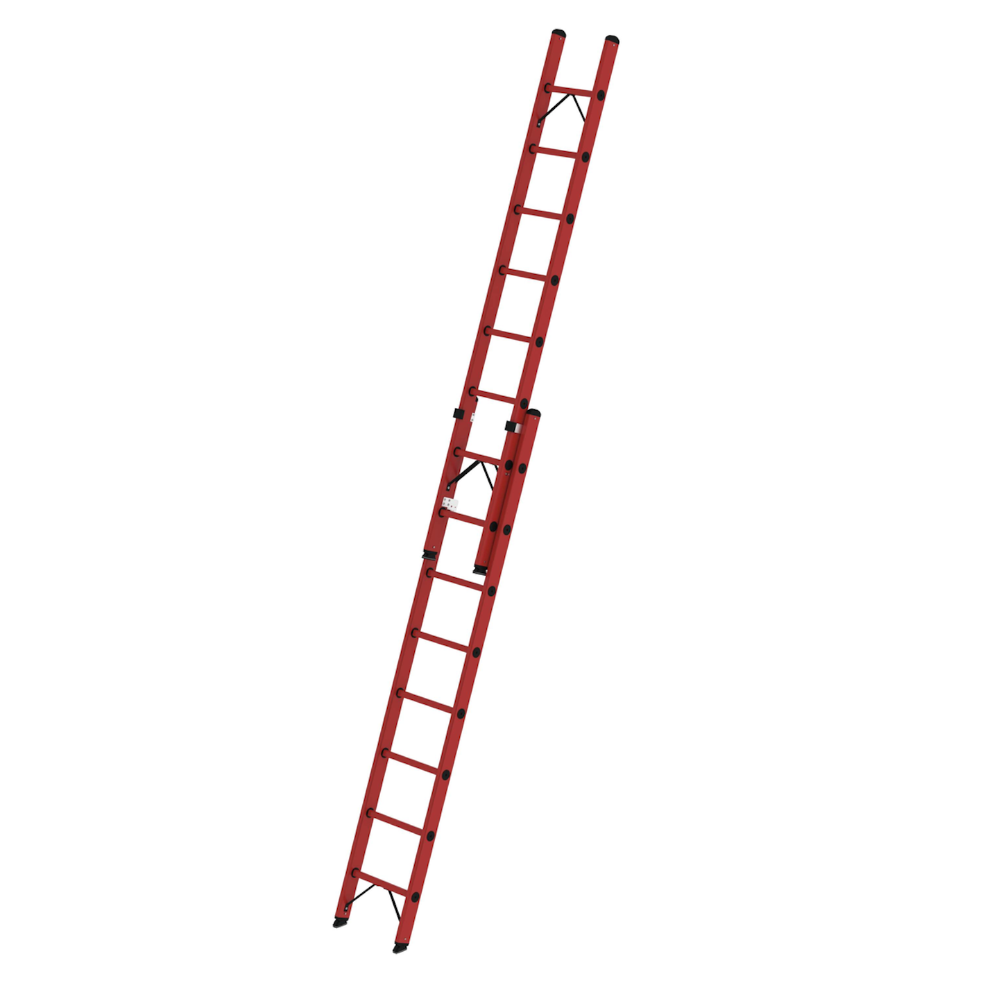 Sprossen-Schiebeleiter 2-teilig GFK ohne Traverse, 2 x 8 Sprossen