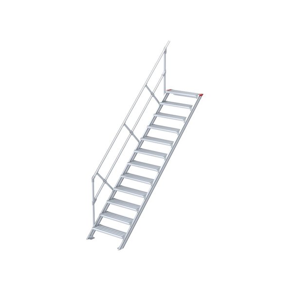 Treppe, 45° Steigwinkel, 1000 mm Stufenbreite, Alu gerieft, 12 Stufen