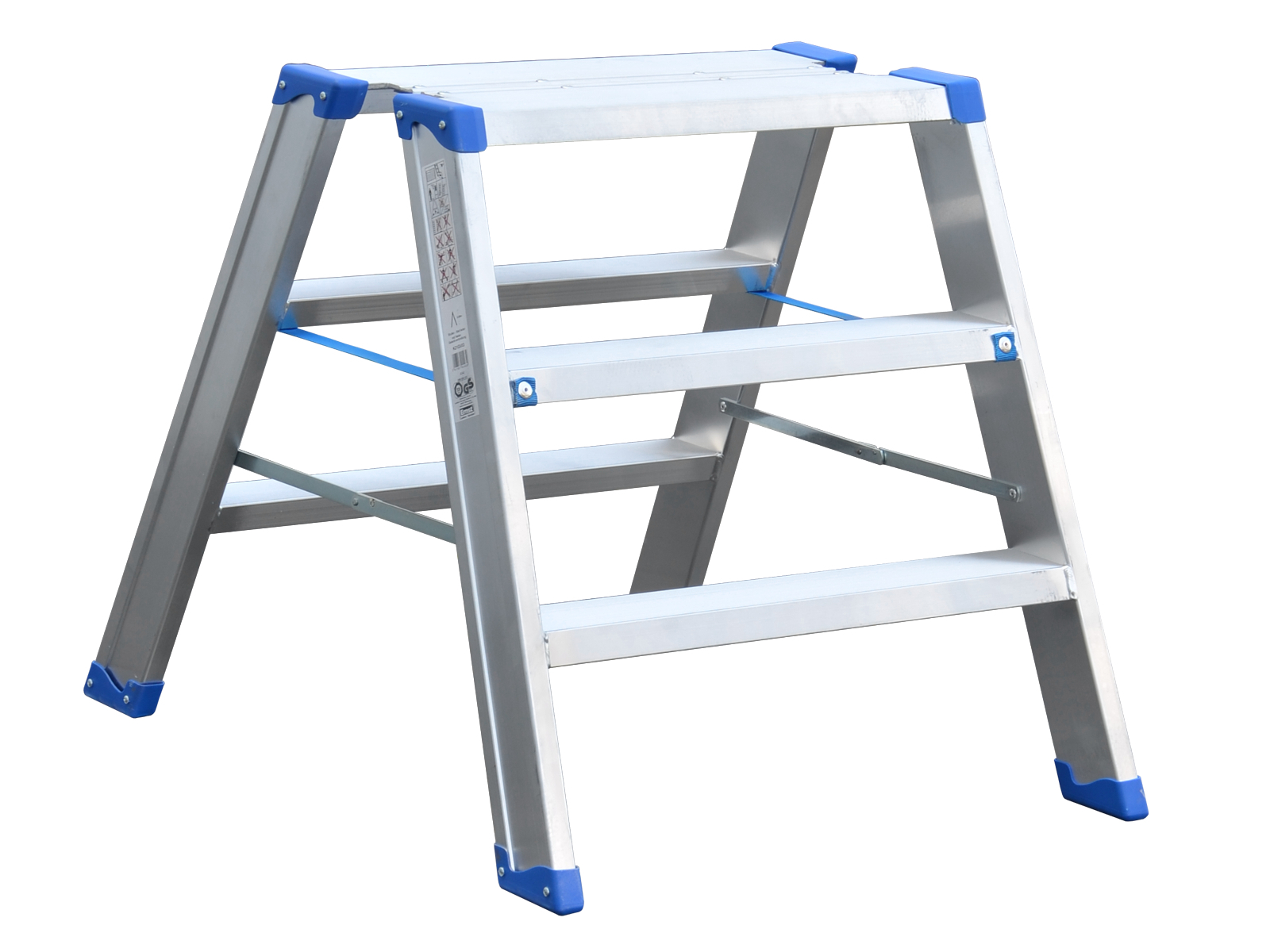 Klappodest, 600mm breit, extra breite und tiefe Trittstufen, mit Stahlgelenke Leiterntritt 600 mm breit mit Stahlgelenke, 4 Stufen