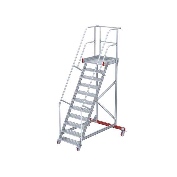 Wartungsbühne, 60° Steigwinkel, 800 mm Stufenbreite, Alu gerieft, 6 Stufen