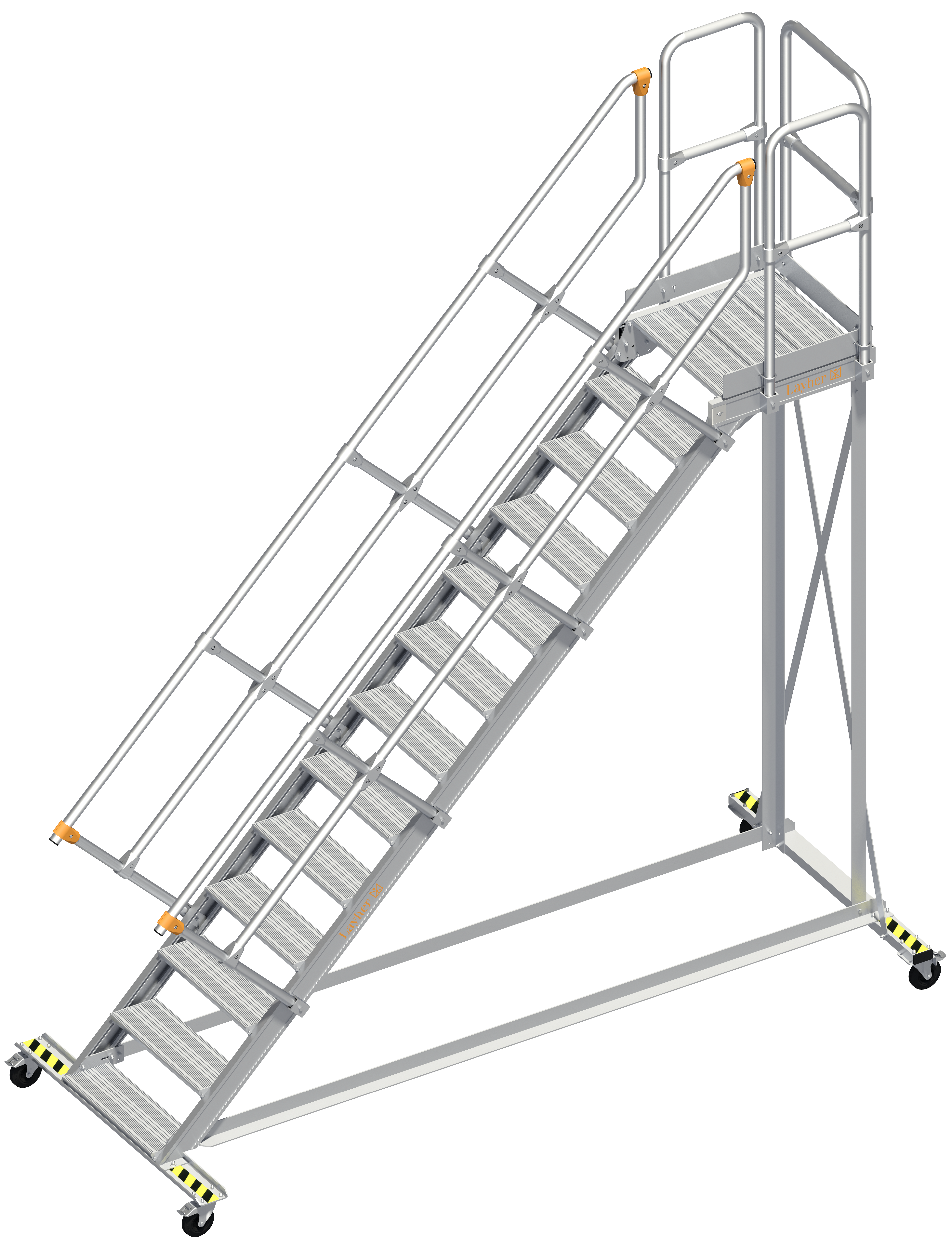 Alu-Wartungsbühne 113 Neigung 45° Stufenbreite 0,60 m, 13 Stufen