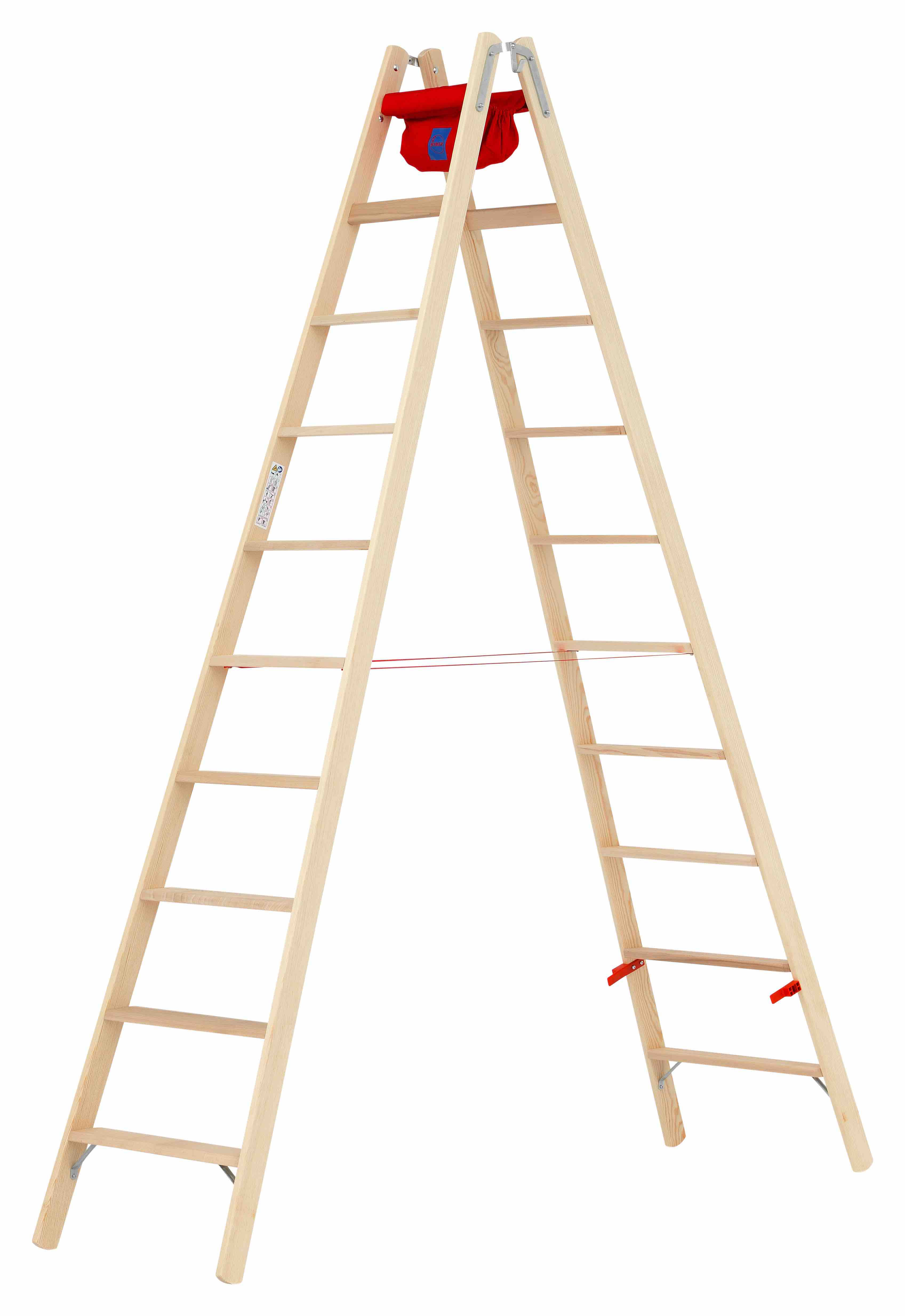 Holz-Stufenstehleiter, beidseitig begehbar - 2x5 Stufen