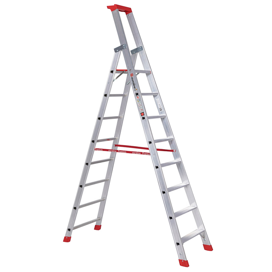 PREMIUM line Alu-Stufenstehleiter mit Sicherheitsbrücke, 3 Stufen