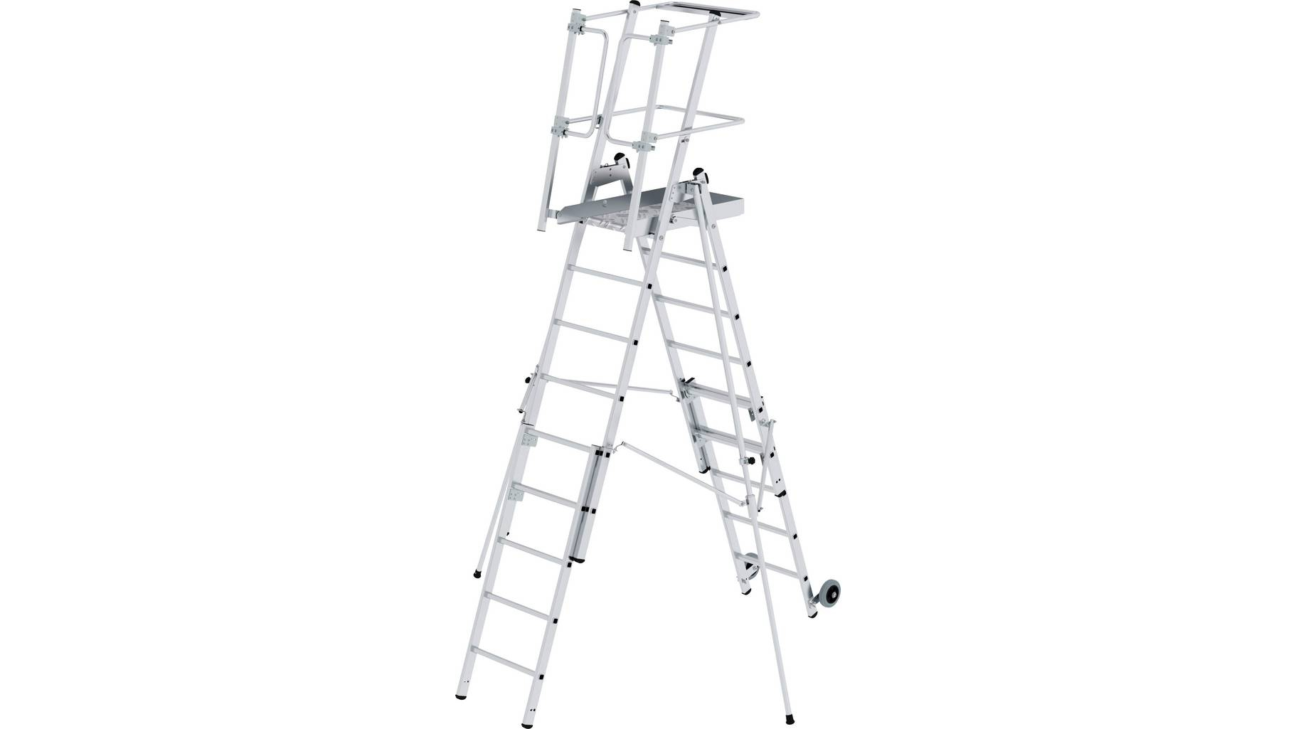 Plattformleiter FlexxStep mit Teleskopaufsatz, 6 Sprossen plus 3 Sprossen Teleskopaufsatz Plattformleiter FlexxStep mit Teleskopaufsatz, 6 Sprossen mit 3 Sprossen Teleskopaufsatz