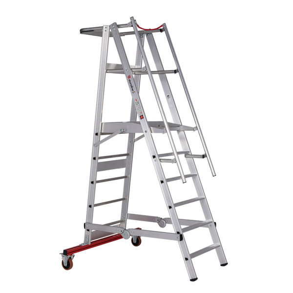 PREMIUM line Aluminium-Podestleiter fahrbar, klappbar, 4 Stufen